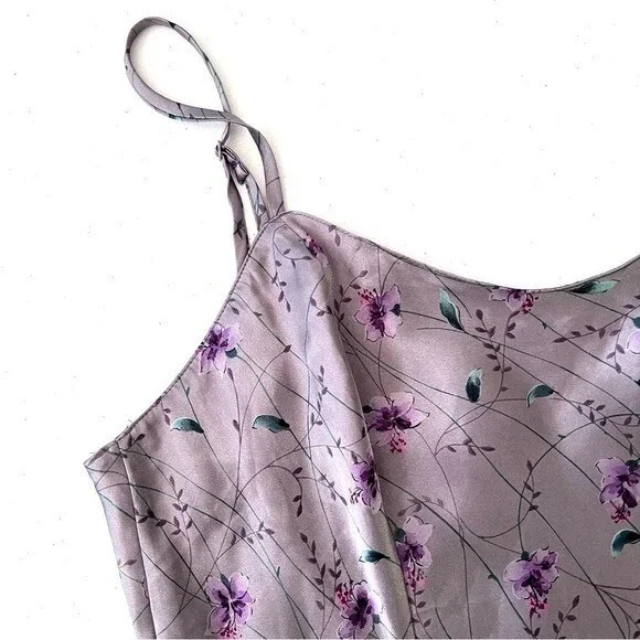 Victorias‎ Secret Purple floral Satin Top Womens Large Vintage Y2K Cottagecore - Picture 2 of 7